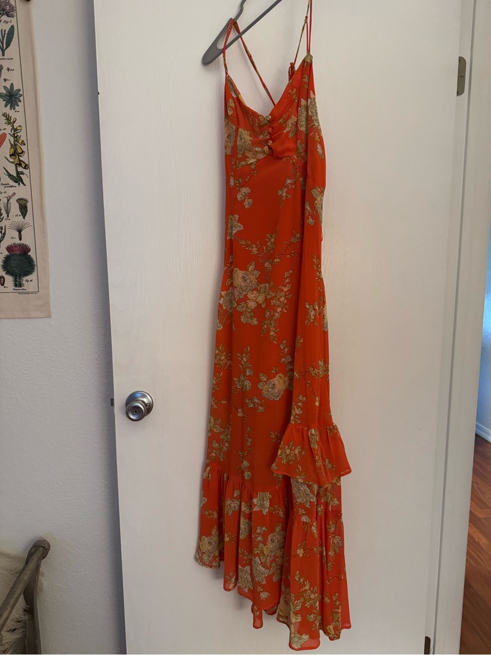 Urban Outfitters Orange Floral Slip Maxi Dress